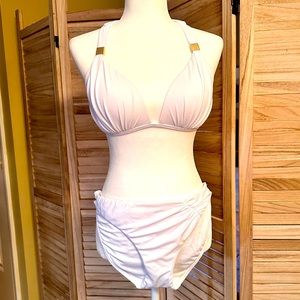 Victoria’s Secret White Push-Up Bikini w/Gold Accent L/XL